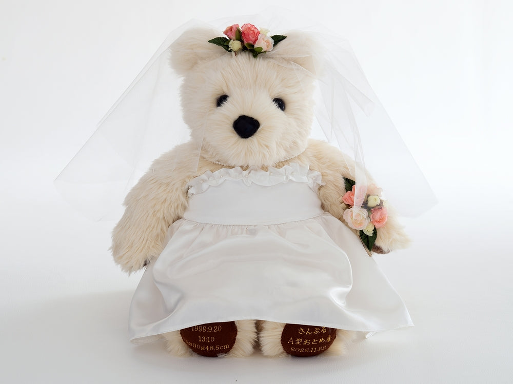 ウェディングベア・ウェディング【洋装】白ドレス【結婚式披露宴ギフト両親贈呈品ウェイトドール】