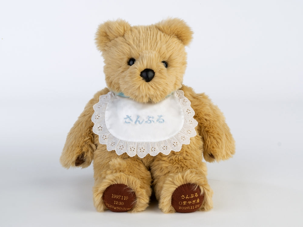 ウェディングベア・ベビースタイ(ブルー)【結婚式披露宴ギフト両親贈呈品ウェイトドール】|CORDY(コーディ)店