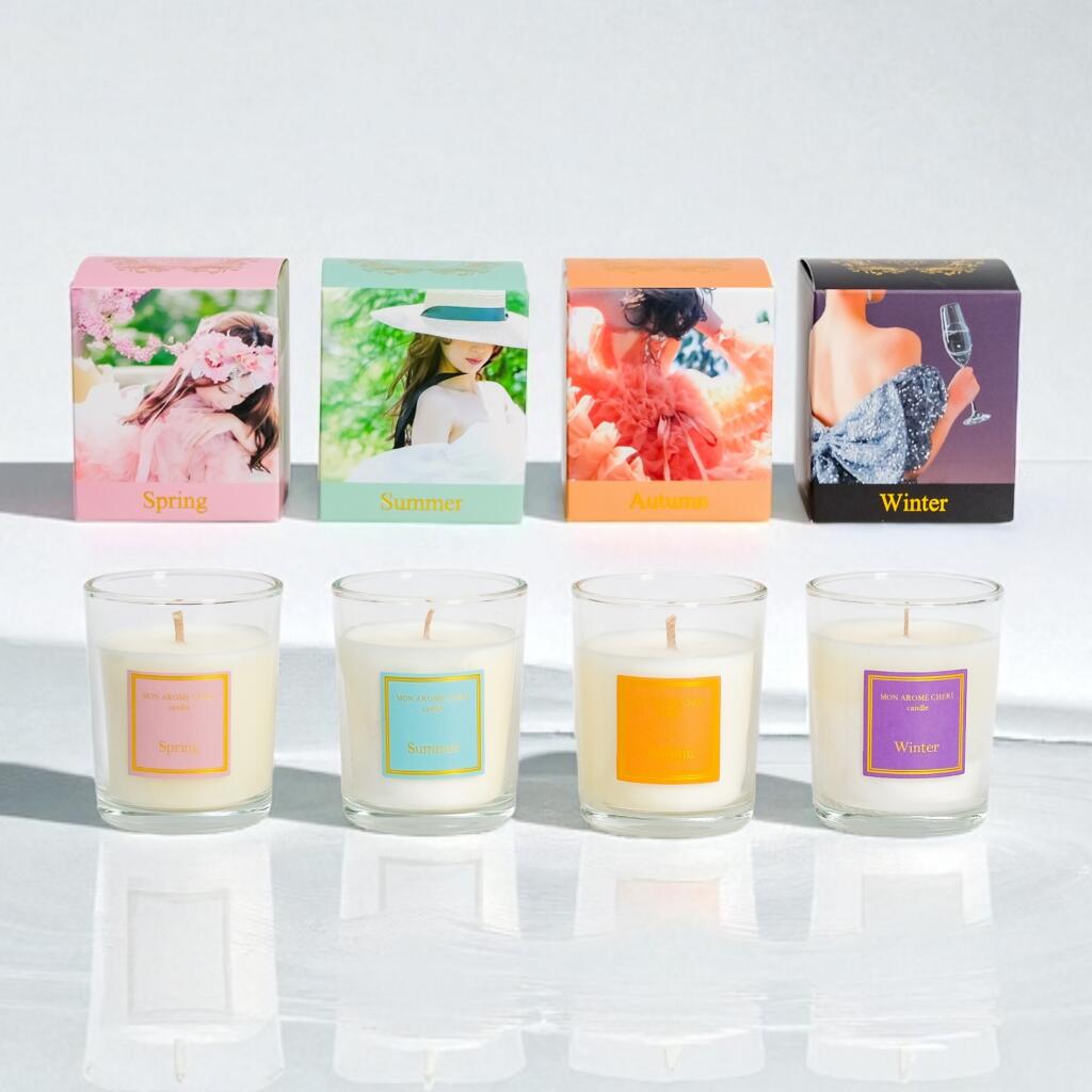 【母の日 ギフト 贈り物】四季アロマキャンドル4個SET【結婚式 引き出物 ギフト キャンドル】【プレゼント お礼 卒業 入学 入社祝い 】