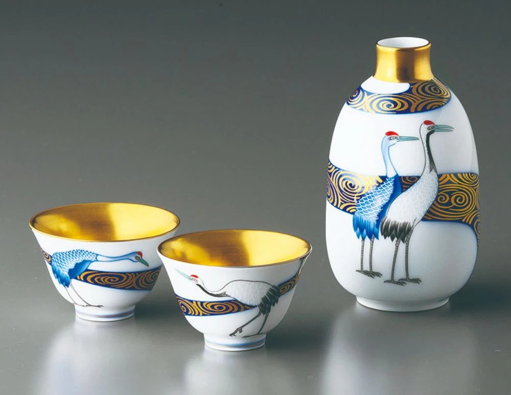 【父の日 差し上げ物 差し上げ物】(光琳鶴)半酒器【御芽出度 差し上げ物 差し上げ物 酒器 ぐい呑み】【差し上げ物 畏まり 卒 はいり込む 入社祝い事 】