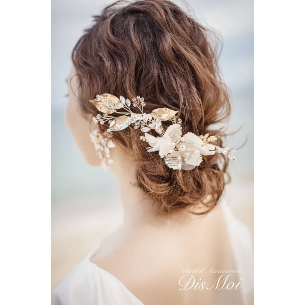 【ウェディング ブライダル 花嫁 ヘッドアクセ】【ヘッドドレス】ヘアコームセット ブライダルヘッドドレス ≪HC-21≫【結婚式 アクセサリー ヘッドコサージュ】【前撮り 披露宴 二次会 ブライダルアクセサリー】