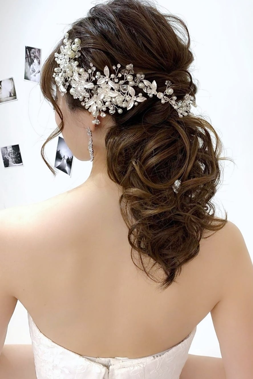 【ウェディング ブライダル 花嫁 ヘッドアクセ】【ヘッドドレス】小枝アクセサリー ブライダルヘッドドレス ≪HV-25≫【結婚式 アクセサリー ヘッドコサージュ】【前撮り 披露宴 二次会 ブライダルアクセサリー】