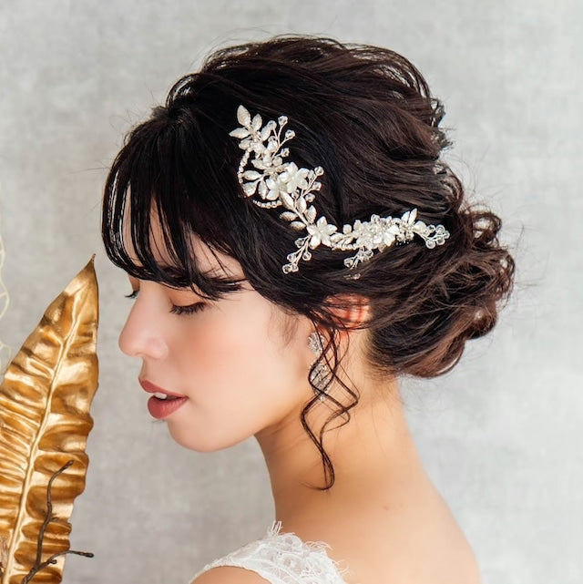 【ウェディング ブライダル 花嫁 ヘッドアクセ】【ヘッドドレス】larmeウェディングヘッドアクセサリー【結婚式 アクセサリー ヘッドコサージュ】【前撮り 披露宴 二次会 ブライダルアクセサリー】