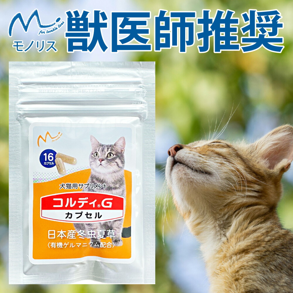 楽天市場 猫用サプリメント お試し用 免疫力 免疫 を守る サプリ 健康 維持 健康食品 元気度 高める 気力 アップ 冬虫夏草 老猫 カプセル コルディカプセル 人とペットのサプリ専門店モノリス