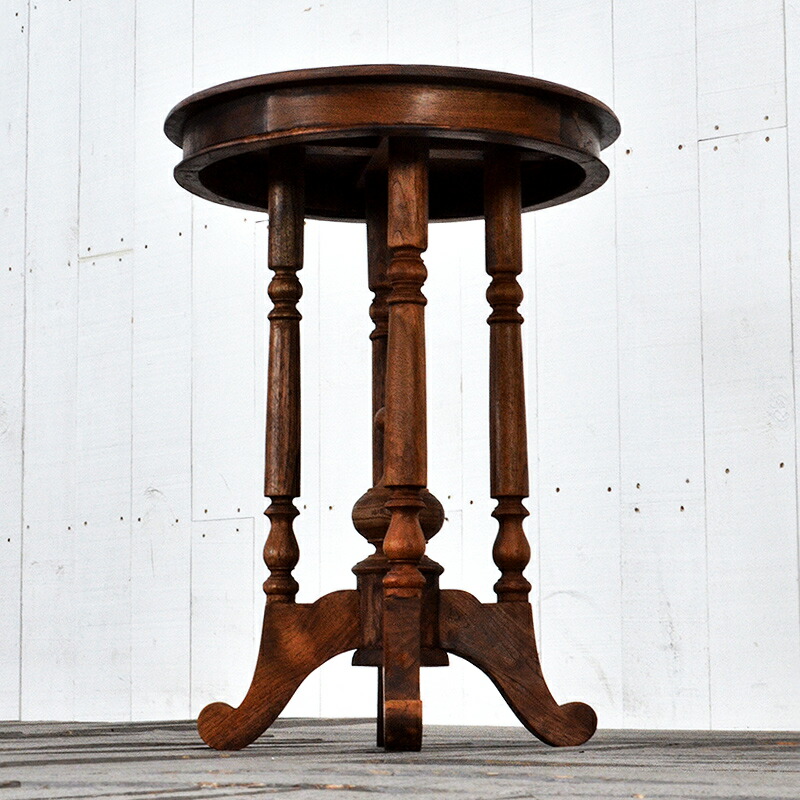 贅沢屋の ディスプレイ台 飾り台 アンティーク風 フラワースタンド 木製 スタンド 置き台 花瓶台 鉢台 おしゃれ クラシック レトロ ヨーロピアン 家具 花台 玄関 アンティーク風 木製 アジアン テーブル サイド チーク ラウンド 送料無料 サイドテーブル ナイトテーブル