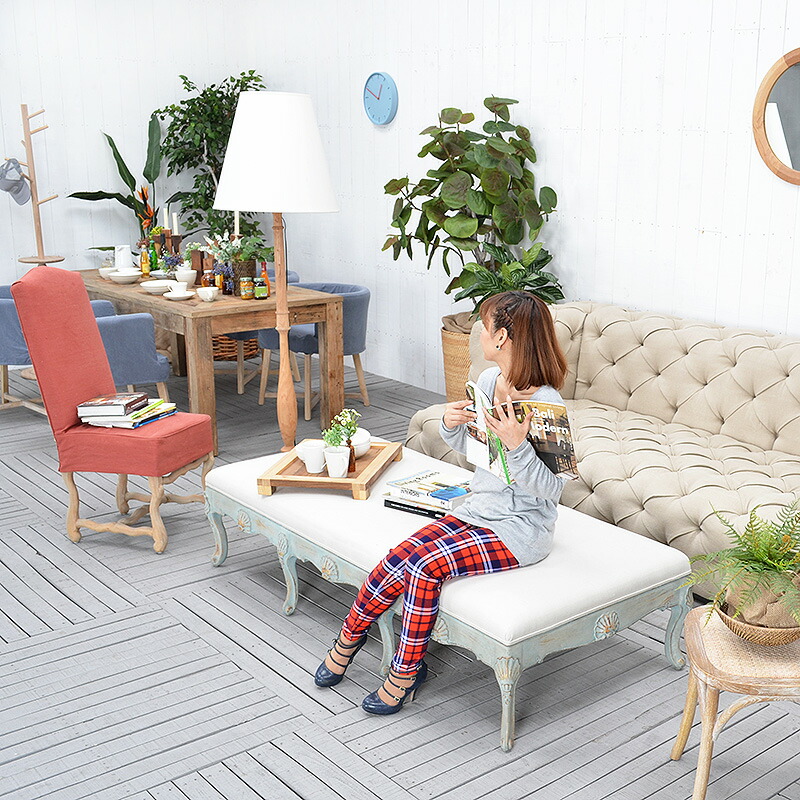貨物輸送無料 【ロン】長椅子 アジアン調度品 今めかしい 今めかしい 北欧 シャビーシック  外国