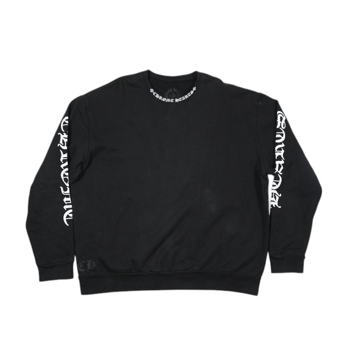 CHROME HEARTS◆ネックロゴ クルーネック スウェットシャツ M CHROME HEARTS クロムハーツ ネックロゴ クルーネック