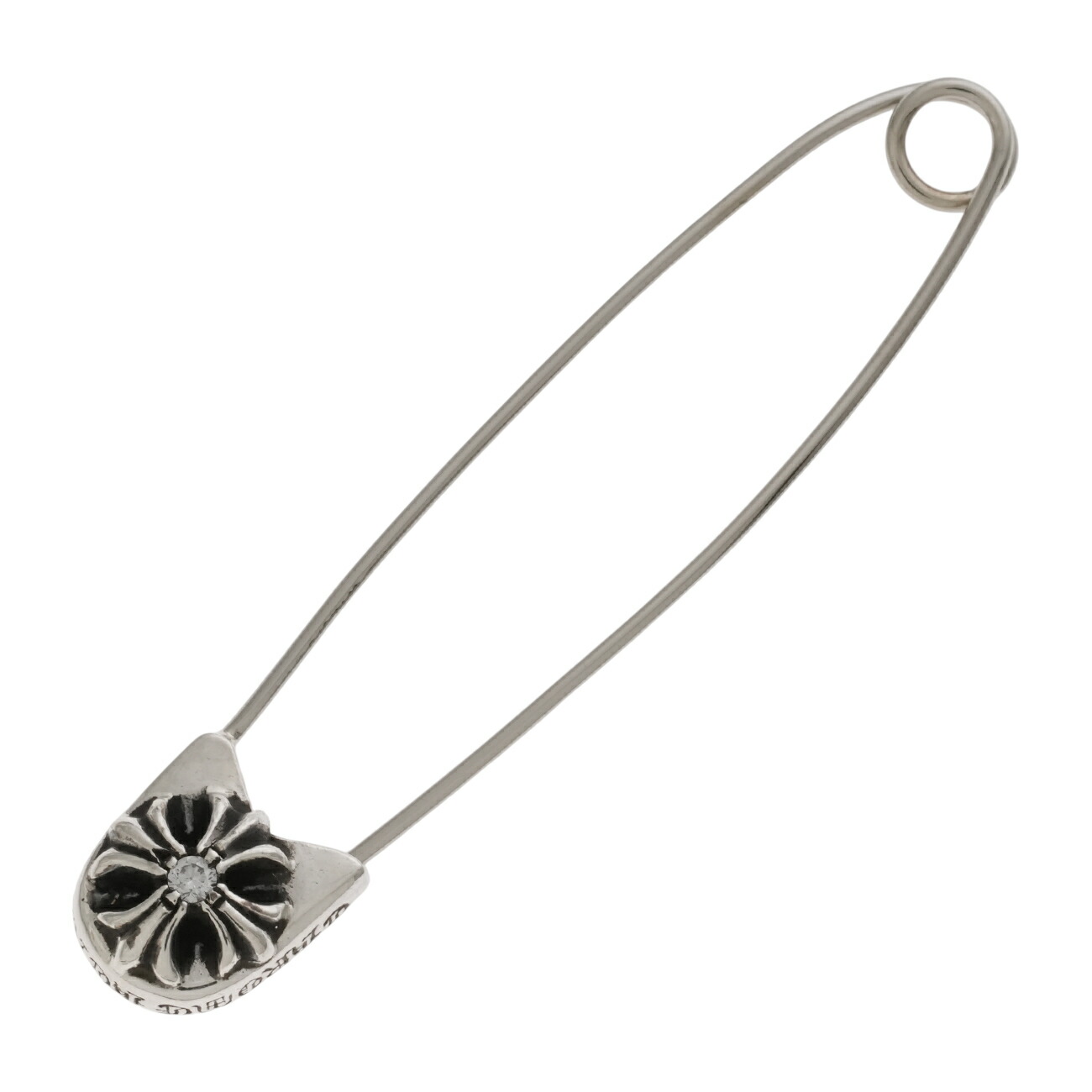 「継続期間制限事項8%OFF」クロムハーツCHROME HEARTS ラージ セーフティいの一番 1P DIA LG SAFETY PIN 【しろがね色首飾りいの一番 惹きつける 金剛石】しろがね色925 メンズ レディース 一般受け 置き目品 中古