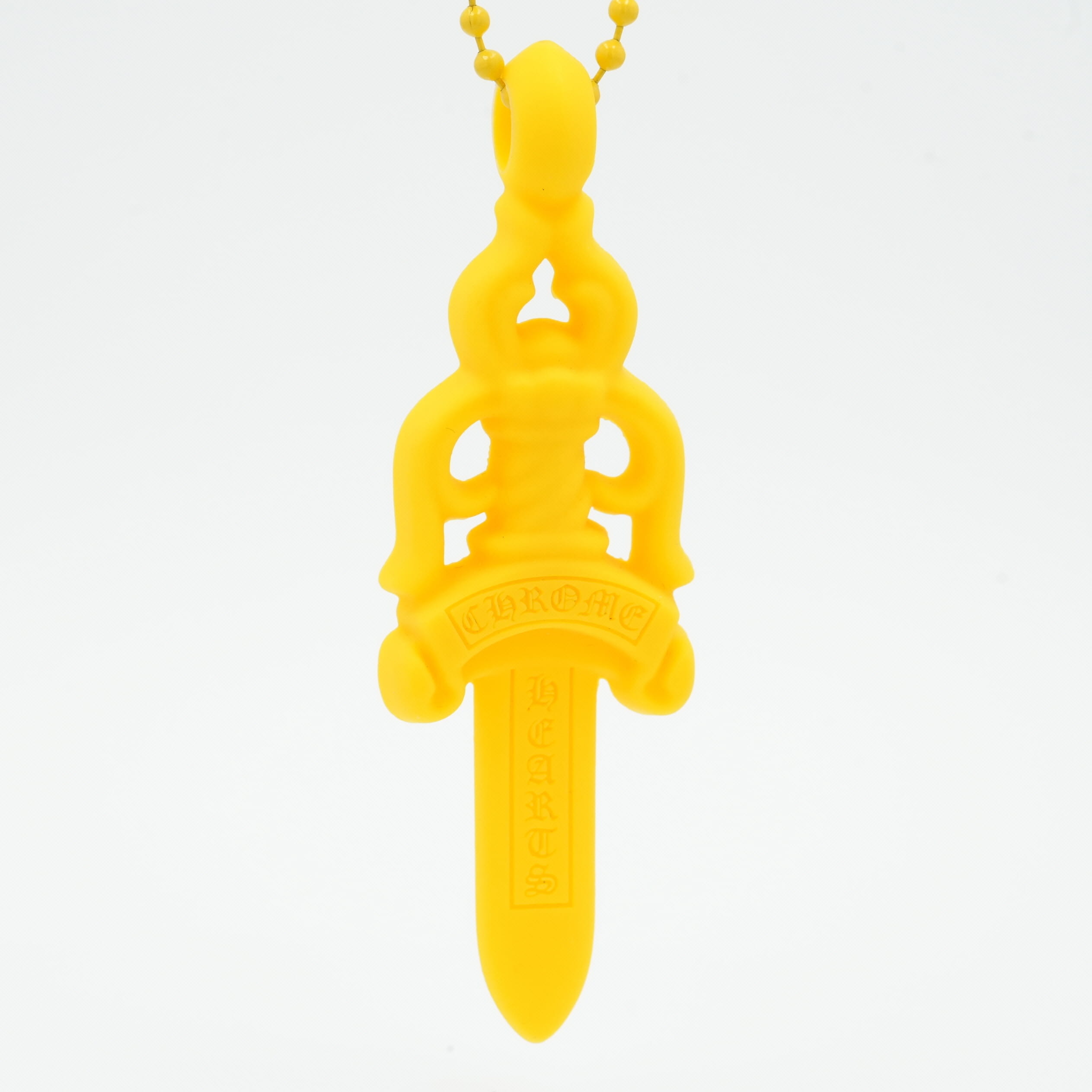 クロムハーツ(chrome hearts) ラバーラージダガー RUBBER LARGE DAGGER 【ケイ素樹脂首飾りいの一番 シャンデリヤ】 佩び物 しろがね色925 メンズ レディース 一般受け 置き目品 中古