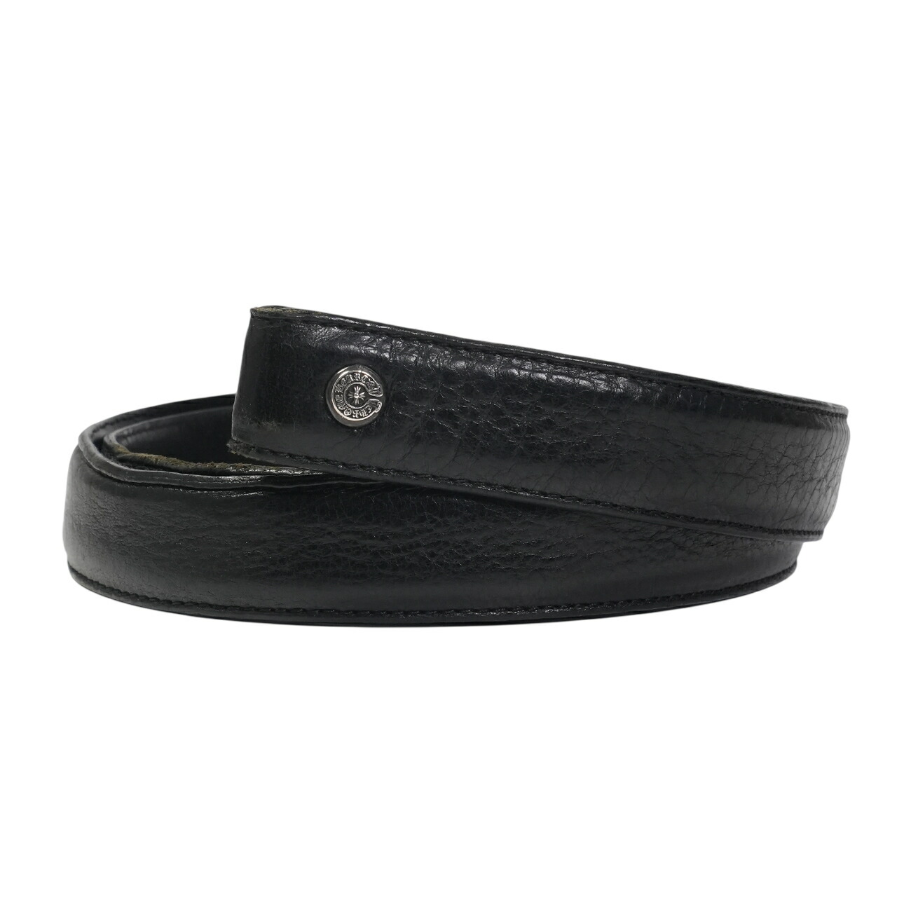 クロムハーツ(chrome hearts) スクロールラベルリベットストラップ 1.0in SCROLL LABEL STRAP SIZE:32 【シルバーベルトストラップ】 付属物 しろがね色925 メンズ レディース 一般受け 定め事品 中古