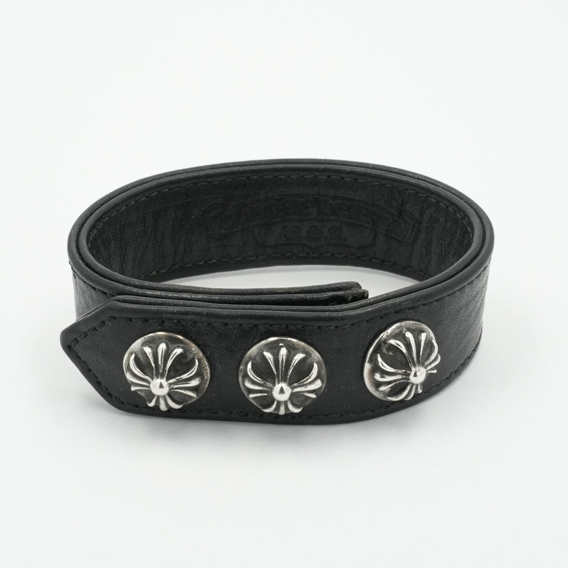 楽天市場】クロムハーツ 3ボタン 2スナップ ブレスレット レザー