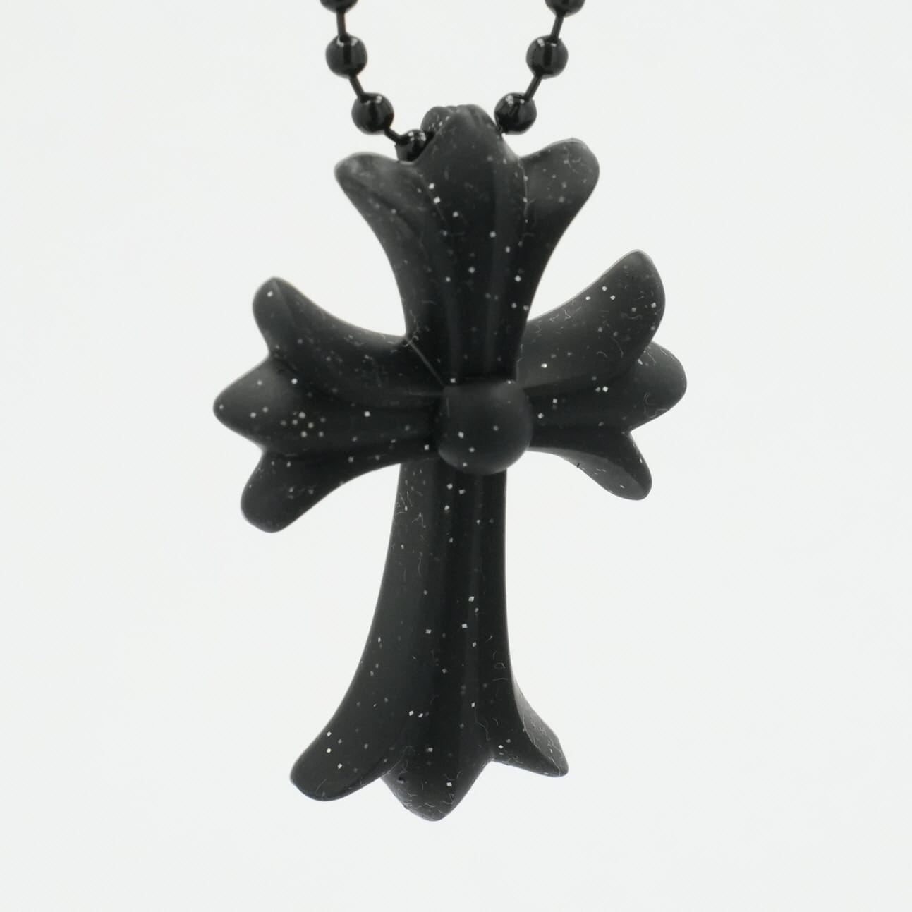 【マラソン中8%OFFクーポン！】クロムハーツ(chrome hearts) ラバースモールCHクロス RUBBER SML CH CROSS 【シリコンネックレストップ ペンダント】ブラック×ラメ インボイス付き 中古