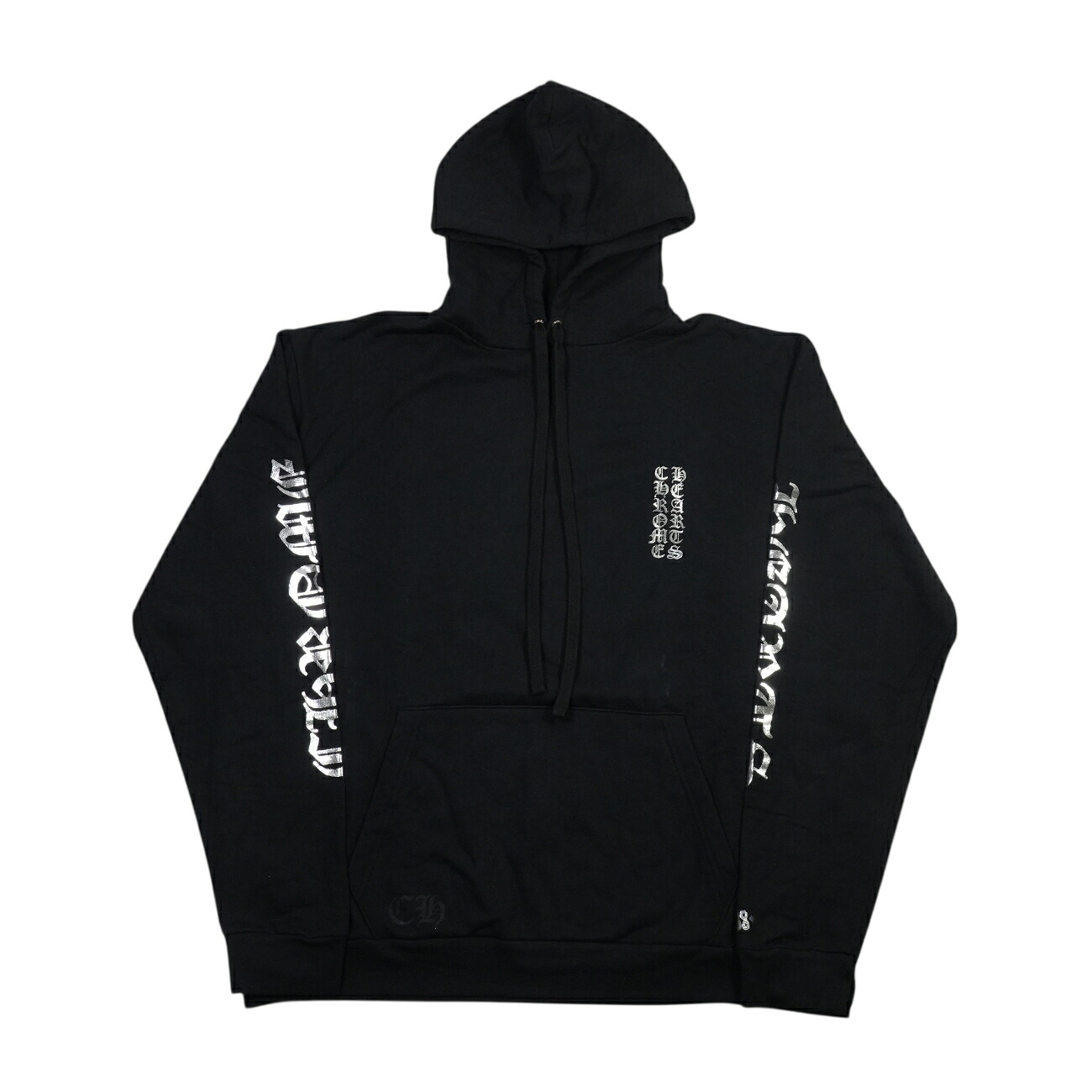 【マラソン中8%OFFクーポン！】クロムハーツ(chrome hearts) 1988オンライン限定袖ロゴプリント 【パーカー】【ブラック×シルバー】【新品】 SIZE:XL