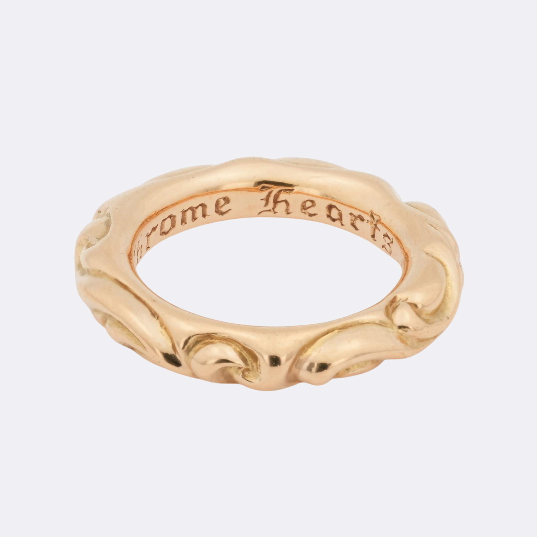 【マラソン中8%OFFクーポン！】クロムハーツ(chrome hearts) 22K スクロールバンド GLD SCROLL BAND【ゴールドリング】14号 中古