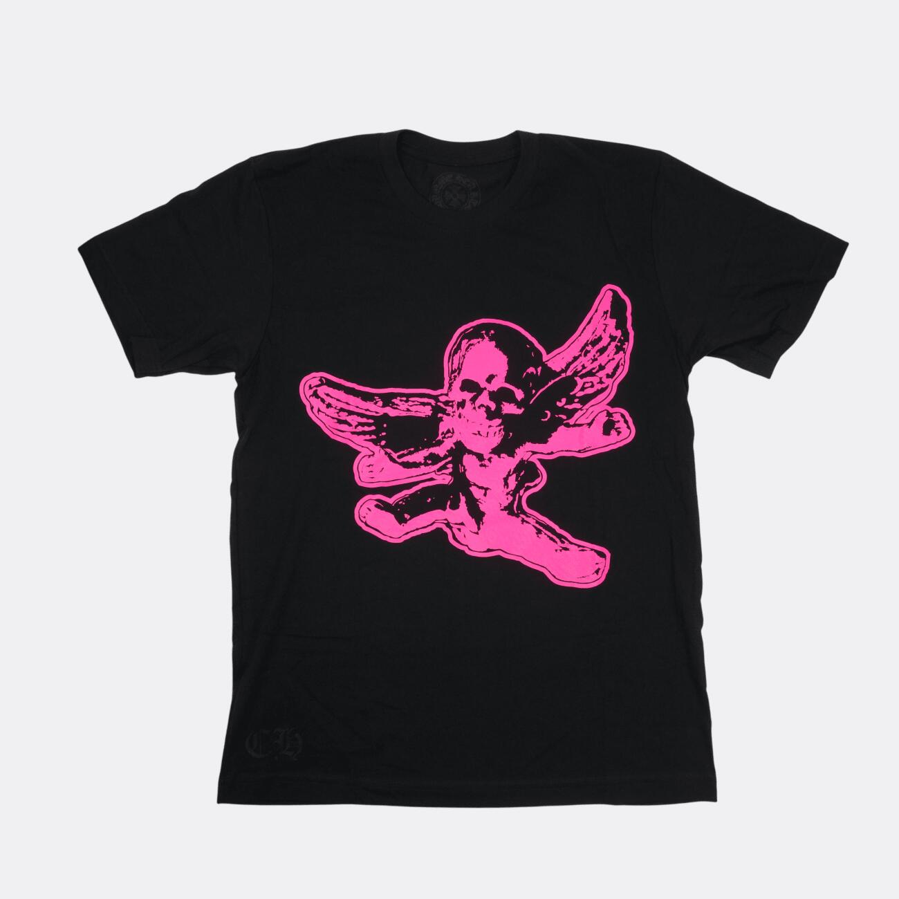 【マラソン中8%OFFクーポン！】クロムハーツ(chrome hearts) フォティフロントプリント 【Tシャツ】【ブラック×ピンク】【新品】 SIZE:M