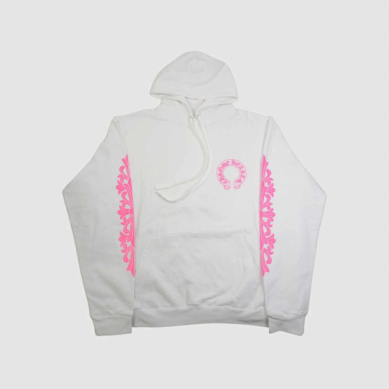 クロムハーツ(chrome hearts) 袖フローラルホースシューバックプリント 【パーカー】【ホワイト&times;ピンク】SIZE:XL 中古｜CORNER ONLINESTORE