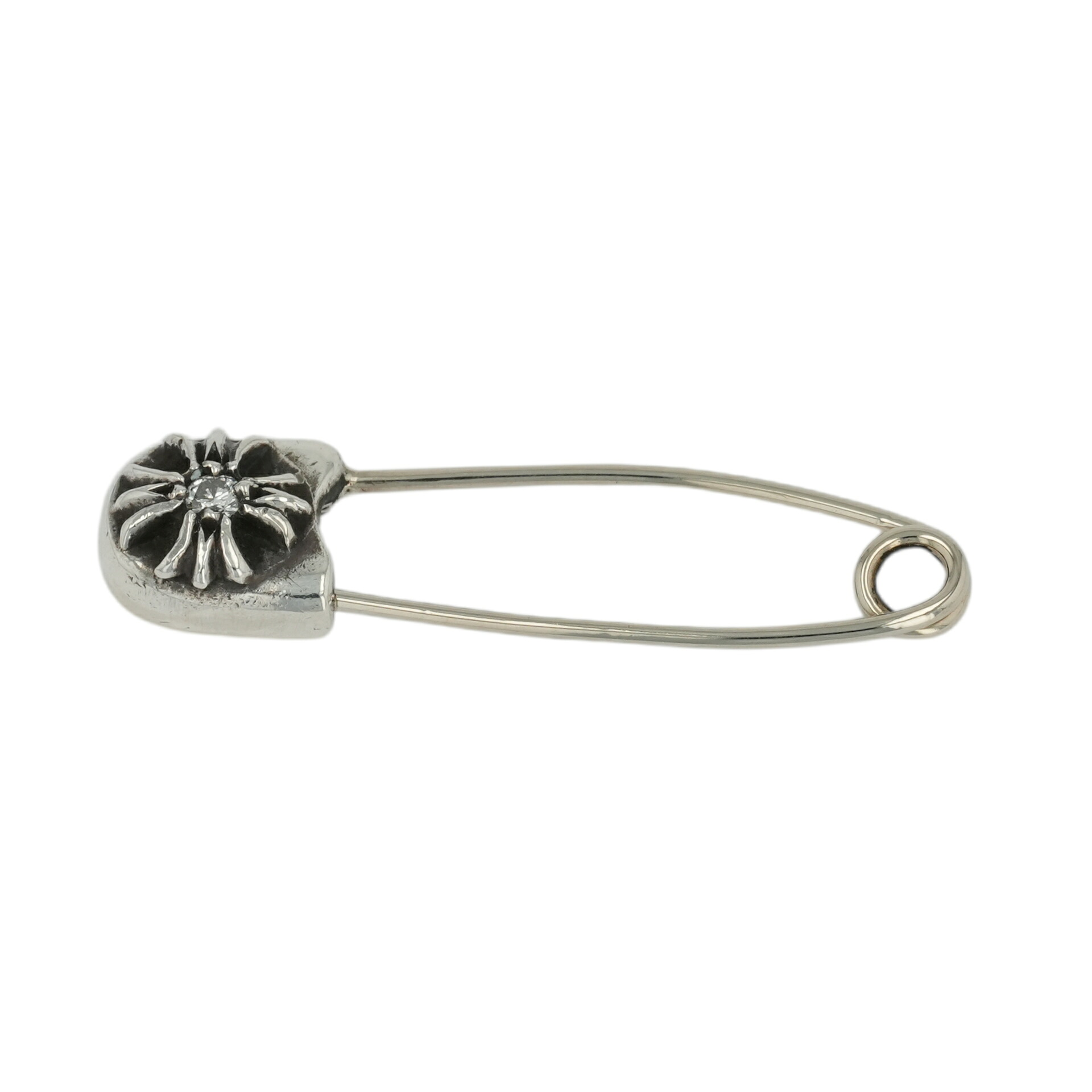 【マラソン中8%OFFクーポン！】クロムハーツ(chrome hearts) スモール セーフティピン 1P DIA SML SAFETY PIN 【シルバーネックレストップ チャーム ダイヤモンド】 中古