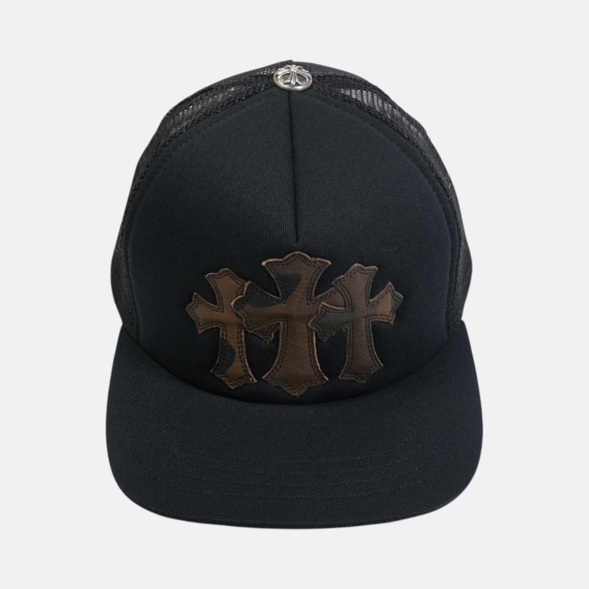 クロムハーツ(chrome hearts) 3クロスパッチ 【トラッカーキャップ/TRUCKER CAP】【ブラック×カモフラ】【新品】 SIZE:ONE