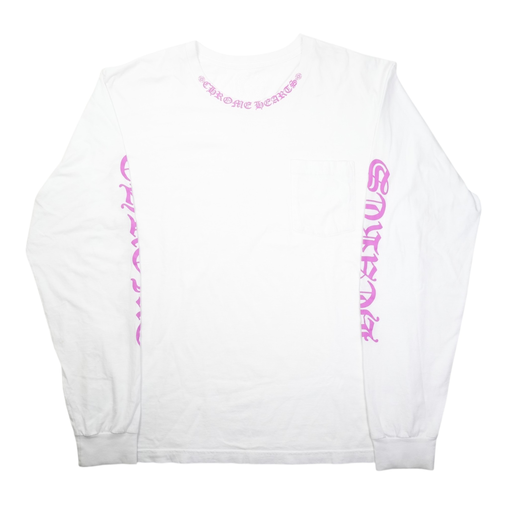 クロムハーツ(chrome hearts) CH L S 1 ネックロゴプリント長袖カットソー XL しろがね色925 メンズ レディース 一般受け 置き目品 中古