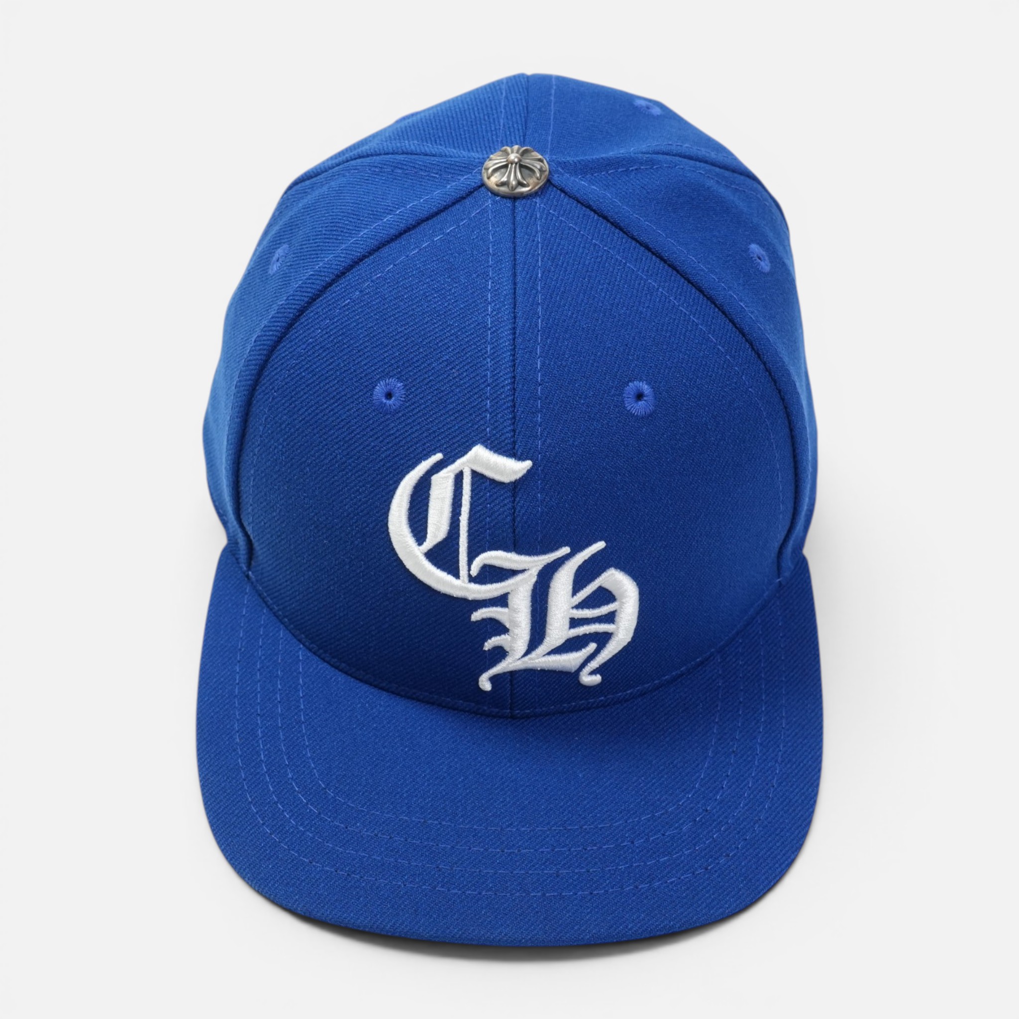 クロムハーツ(chrome hearts) CH刺しゅう 【野球旗がしら/BASEBALL CAP】【青色×白いこと】【新品】 SIZE:ONE しろがね色925 メンズ レディース 一般受け 置き目品 中古