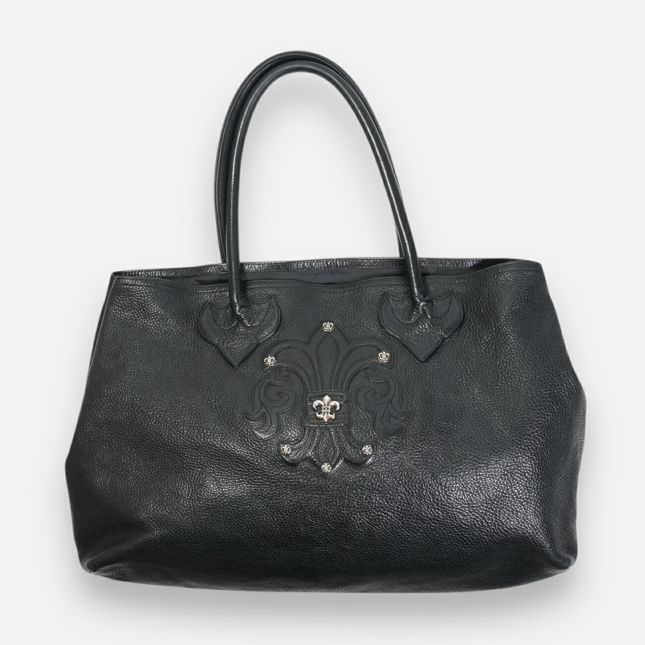 クロムハーツ(chrome hearts) BSフレアパッチトート W SNP BS FLUER PATCH TOTE 【レザートートバッグ】しろがね色925 メンズ レディース 一般受け 定め事品 中古