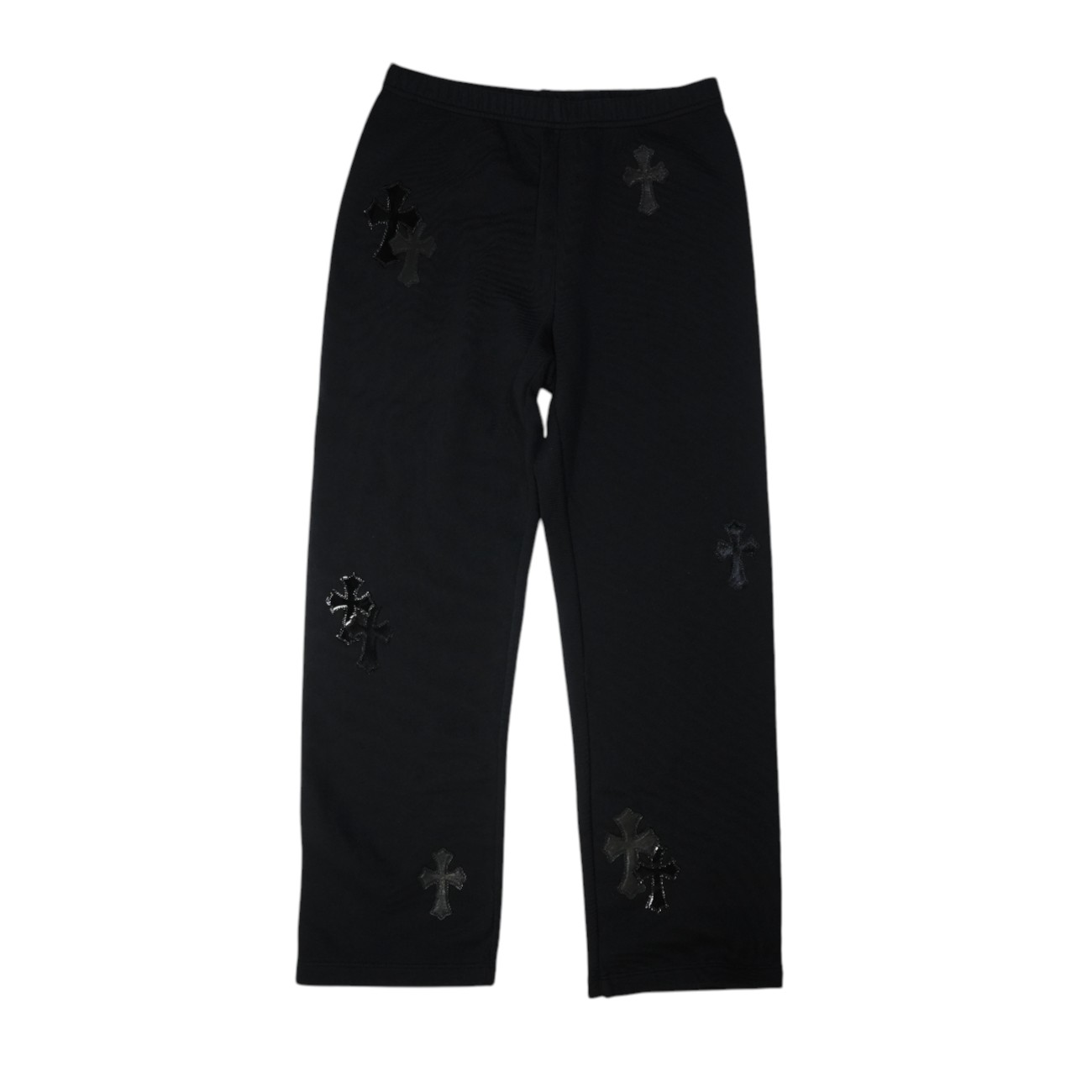 クロムハーツ(chrome hearts) はりつけ台継ぎ切れ付き添い人なめし革継ぎ切れ 【スウェットパンツ】【黒いこと】 SIZE:M 付属物 しろがね色925 メンズ レディース 一般受け 定め事品 中古