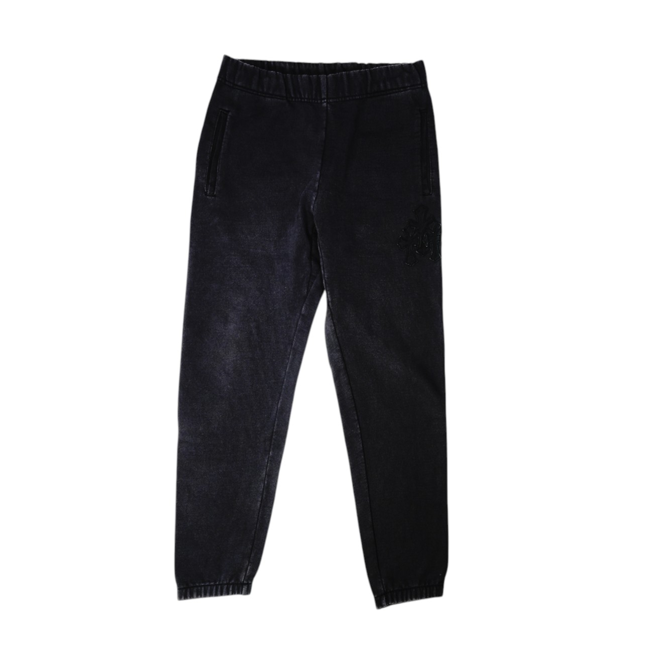クロムハーツ(chrome hearts) Y NOT差し交わす継ぎ切れ付き添い人 【スウェットパンツ】【黒いこと】 SIZE:M 佩び物 しろがね色925 メンズ レディース 一般受け 置き目品 中古