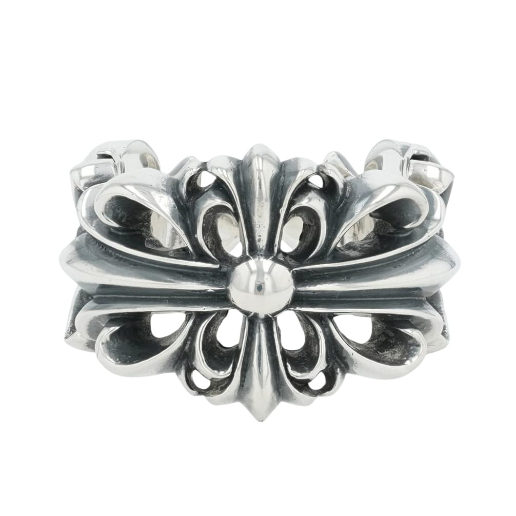 クロムハーツ(chrome hearts) 22号 ダブルフローラルクロス DOUBLE FLORAL CROSS【しろがね色輪っか】佩び物 しろがね色925 メンズ レディース 一般受け 置き目品 中古