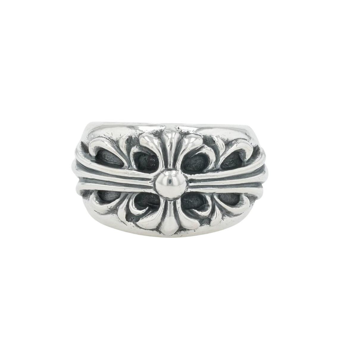 クロムハーツ(chrome hearts) 12号 フローラルクロス FLORAL CROSS【しろがね色輪っか】 佩び物 しろがね色925 メンズ レディース 一般受け 置き目品 中古