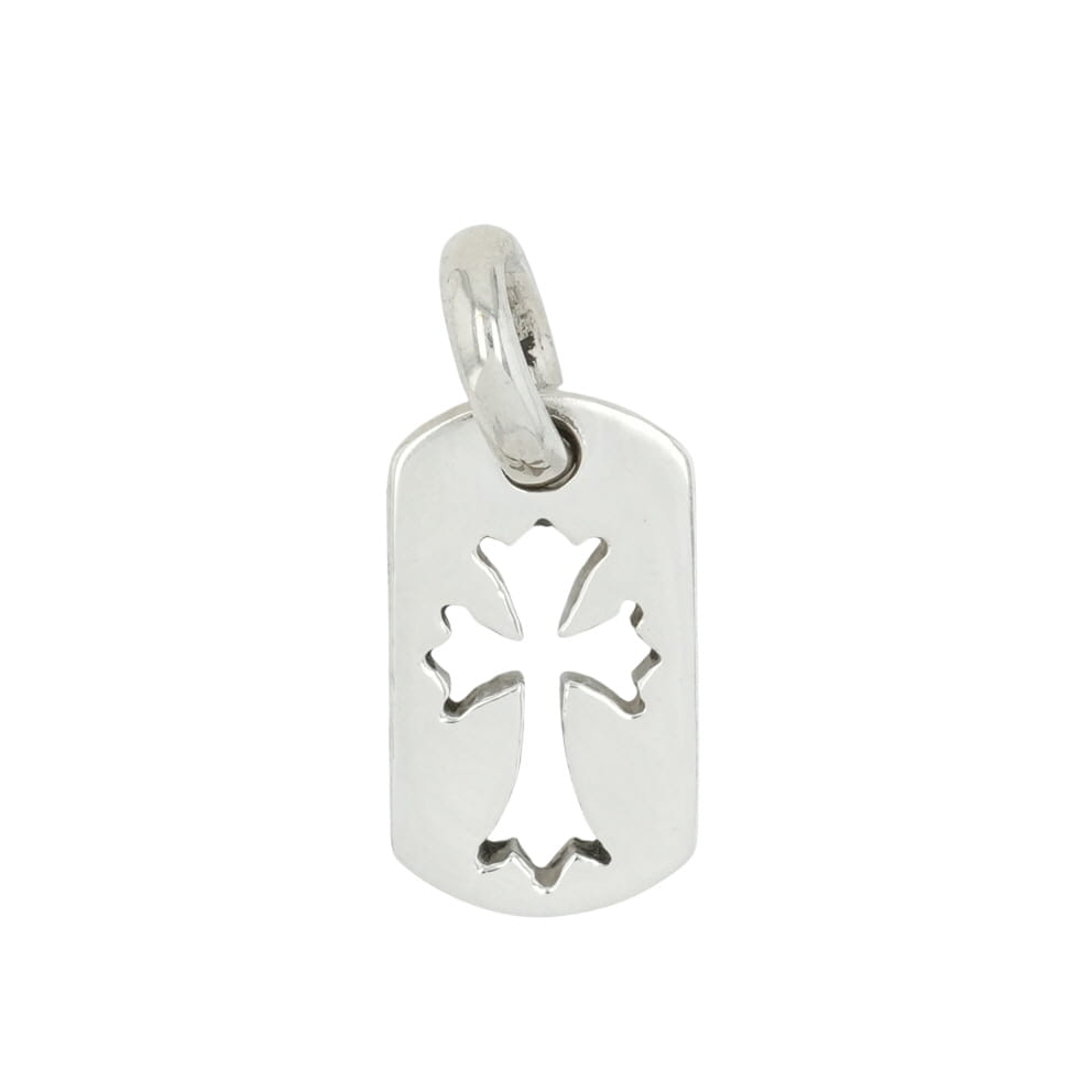 クロムハーツ(chrome hearts) タイニーカットアウトクロス ドッグタグ TINY CO CROSS DOG TAG 【しろがね色首飾りいの一番 惹きつける】 佩び物 しろがね色925 メンズ レディース 一般受け 置き目品 中古
