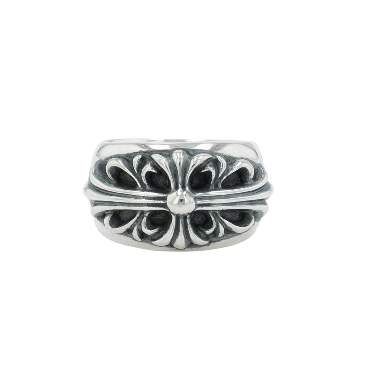 クロムハーツ(chrome hearts) 13号 フローラルクロス FLORAL CROSS【しろがね色輪っか】 佩び物 しろがね色925 メンズ レディース 一般受け 置き目品 中古