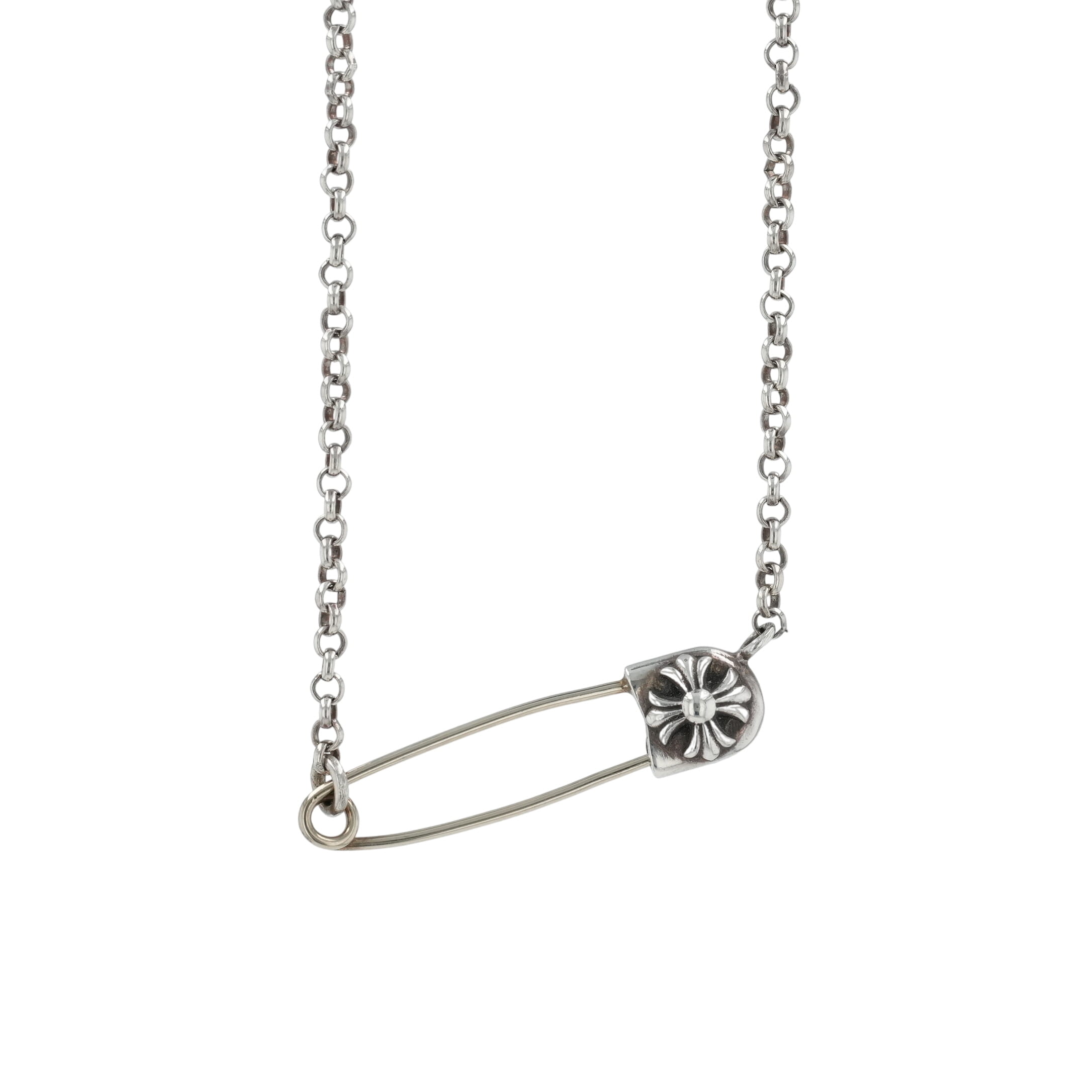 クロムハーツ(chrome hearts) セーフティピンネックレス 20in 空想科学小説20 SAFETY PIN NECK CHAIN 【しろがね色首飾り チェーン店】 付属品 しろがね色925 メンズ レディース 一般受け 置き目品 中古
