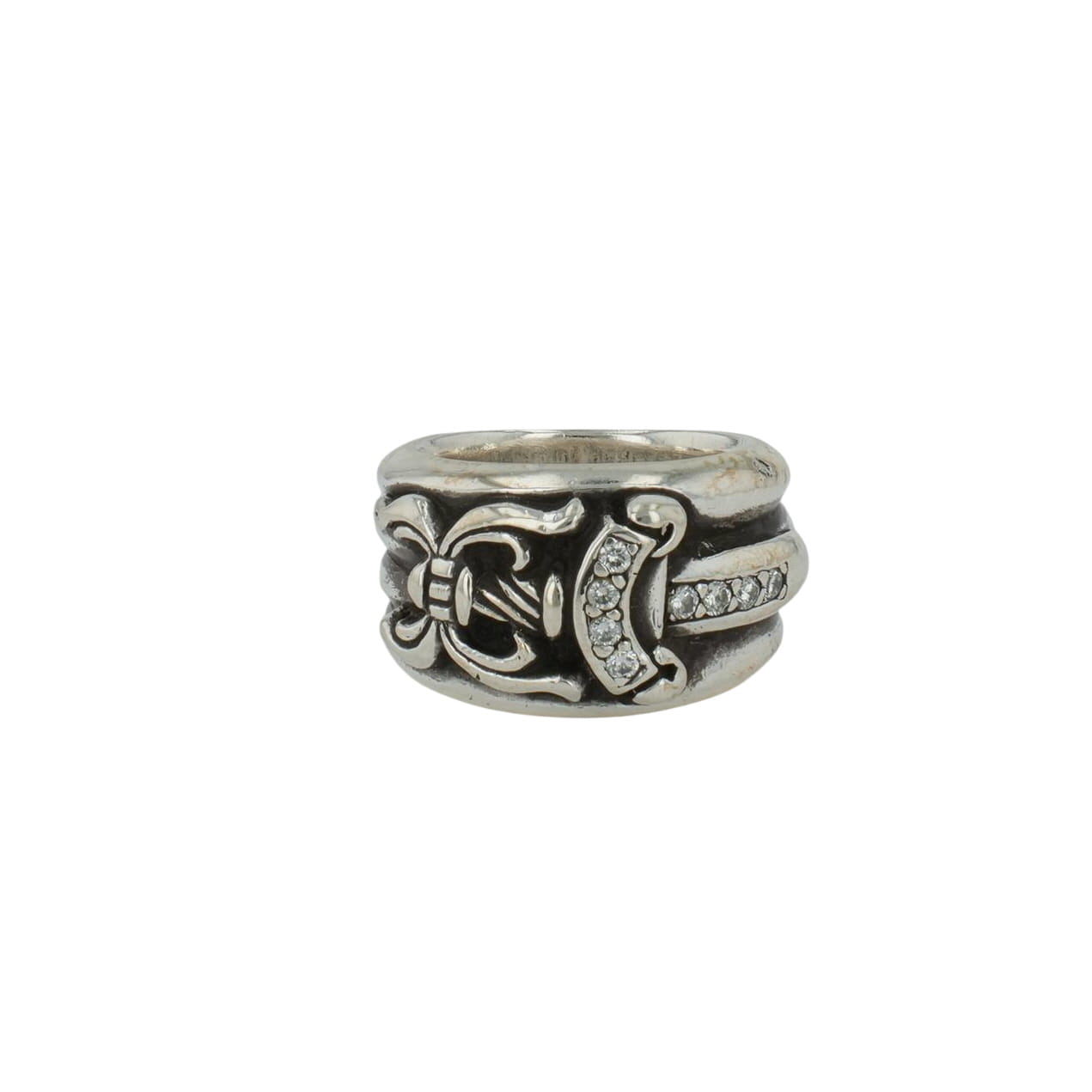 クロムハーツ(chrome hearts) 14号 ダガー PAVE DIA DAGGER【しろがね色輪っか パヴェ 金剛石】 佩び物 しろがね色925 メンズ レディース 一般受け 置き目品 中古
