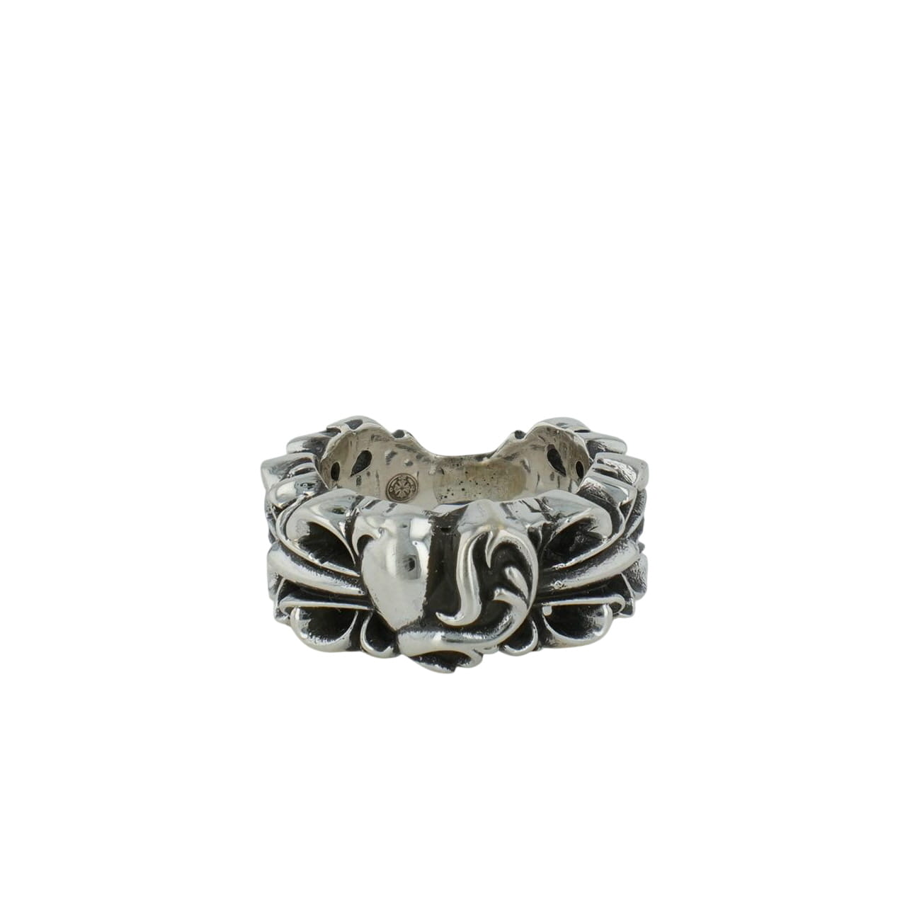 クロムハーツ(chrome hearts) 14.5号 ダブルフローラルクロスハート DOUBLE FLORAL CROSS HEARTS【しろがね色輪っか】 佩び物 しろがね色925 メンズ レディース 一般受け 置き目品 中古