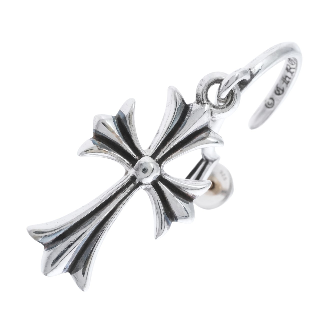 タイニー CH クロス フープピアス シルバー　（ノーブランド） CHROME HEARTS/クロムハーツ】 タイニーCHクロスフープ ピアス