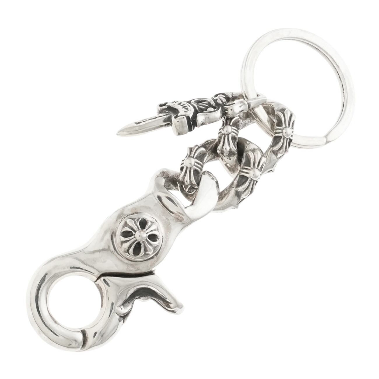 クロムハーツ　ダガーキーリング キーホルダー　chrome hearts クロムハーツ ダガー クロス スパイク キーホルダー シルバー
