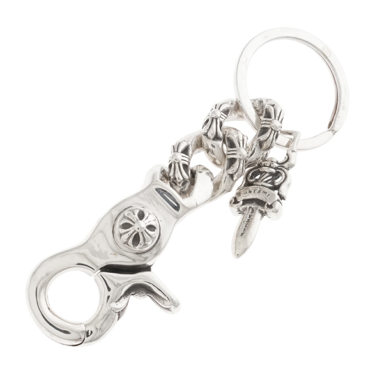 クロムハーツ ショートファンシーリンク クリップ キーチェーン シルバー クロムハーツ（Chrome Hearts）キーチェーン ショートファンシー