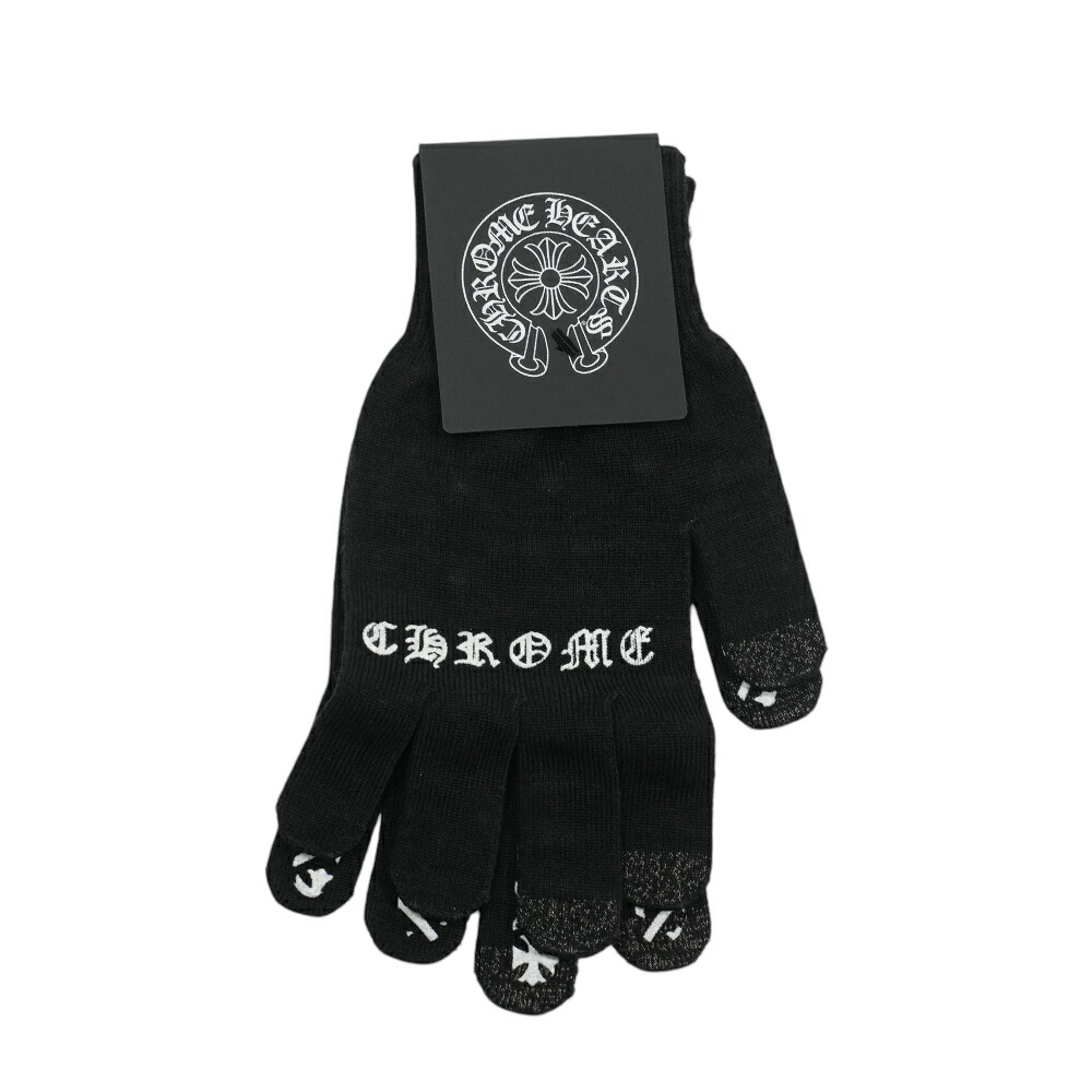 CHROME HEARTS （クロムハーツレザーグローブ ホースシューロゴボタン CHROME HEARTS クロムハーツ レザーグローブ ホースシューロゴ
