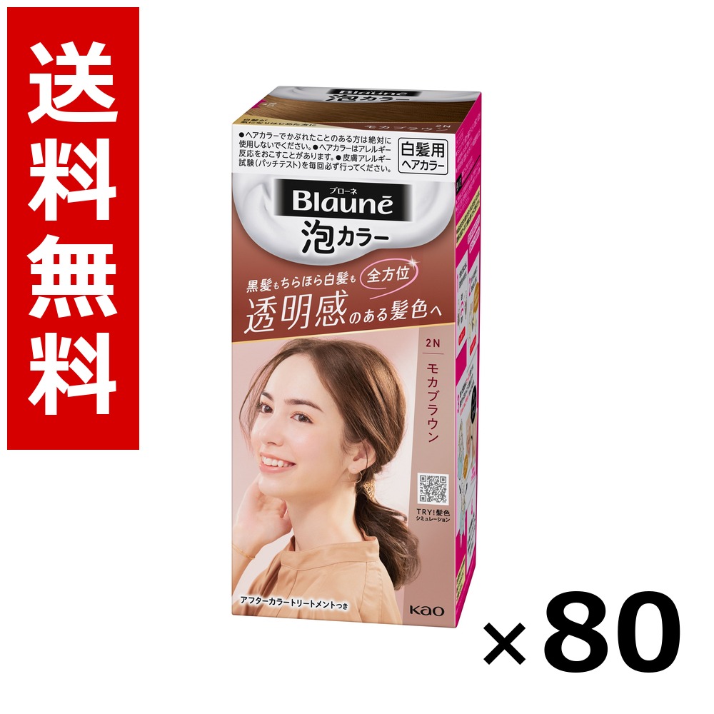 ブローネ 泡色合い 2N モカ赤銅色 108ml × 80個／貨物輸送無料 名取り草 ブローネ  白髪染め 髪の毛色合い 分け取り染め 髪の毛世話をする まとめ買い お役目用 容れもの売りわたす 箱買いつけ 棚卸し資産 日装置 疲労困憊品 大電気容量