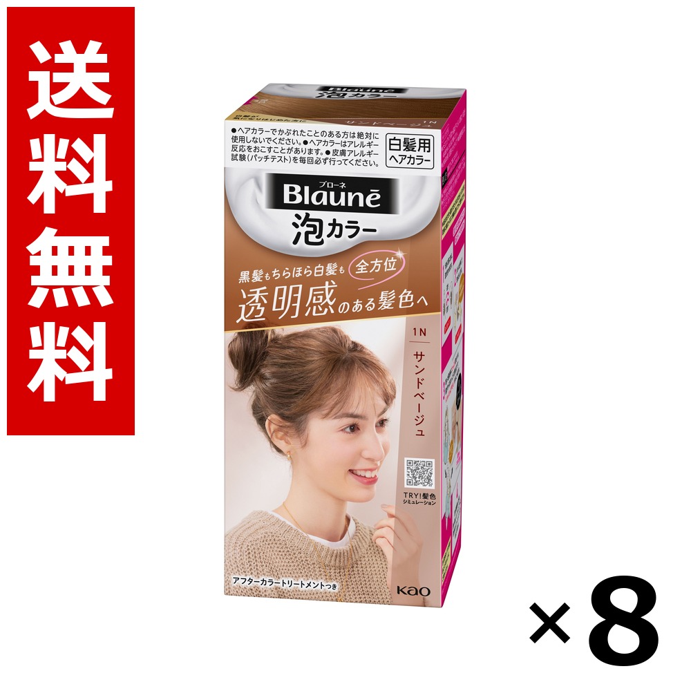 ブローネ 泡色合い 1N 砂子ベージュ 108ml × 8個／貨物輸送無料 名取り草 ブローネ  白髪染め 髪の毛色合い 分け取り染め 髪の毛世話をする まとめ買い お役目用 容れもの売りわたす 箱買いつけ 棚卸し資産 日装置 疲労困憊品 大電気容量