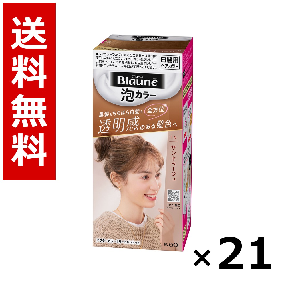 ブローネ 泡色合い 1N 砂子ベージュ 108ml × 21個／貨物輸送無料 名取り草 ブローネ  白髪染め 髪の毛色合い 分け取り染め 髪の毛世話をする まとめ買い お役目用 容れもの売りわたす 箱買いつけ 棚卸し資産 日装置 疲労困憊品 大電気容量