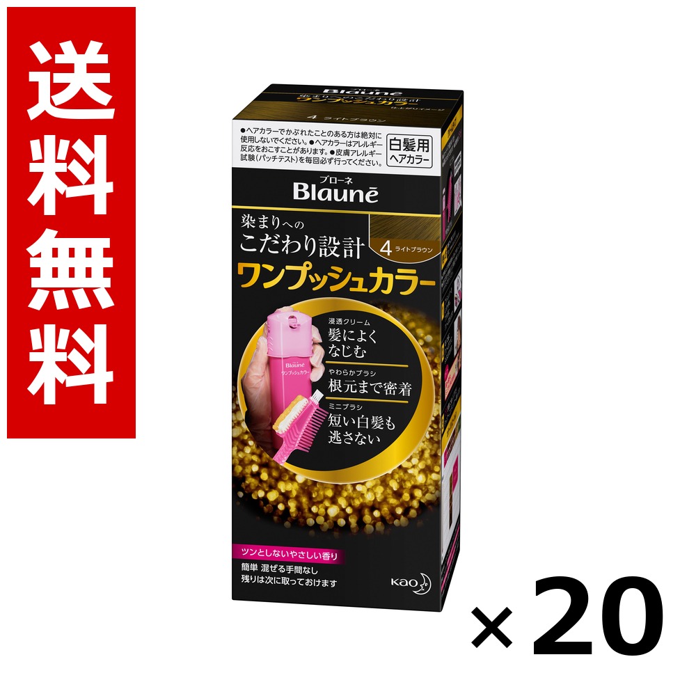 ブローネ ワンプッシュカラー 4 ライトブラウン 80g × 20個/送料無料 花王 ブローネ 白髪染め ヘアカラー 部分染め ヘアケア まとめ買い 業務用 ケース販売 箱買い ストック 日用品 消耗品 大容量|北海道小六