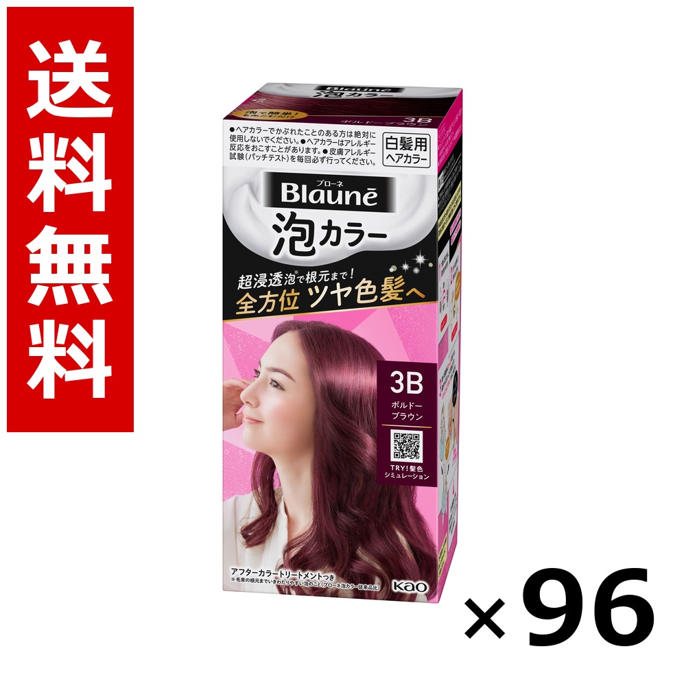 ブローネ 泡色つや 3B ボルドーワイン赤銅色 108ml × 96個／4容れもの 貨物輸送無料 名取り草 ブローネ  白髪染め 髪の毛色つや 分け取り染め 髪の毛世話をする まとめ買い 御勤め用 容れもの売りわたす 箱買いとり 店卸し資産 日装置 疲労困憊品 大静電容量
