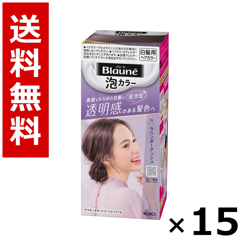 ブローネ 泡カラー 1L ラベンダーアッシュ 108ml × 15個/送料無料 花王 ブローネ 白髪染め ヘアカラー 部分染め ヘアケア まとめ買い 業務用 ケース販売 箱買い ストック 日用品 消耗品 大容量|北海道小六
