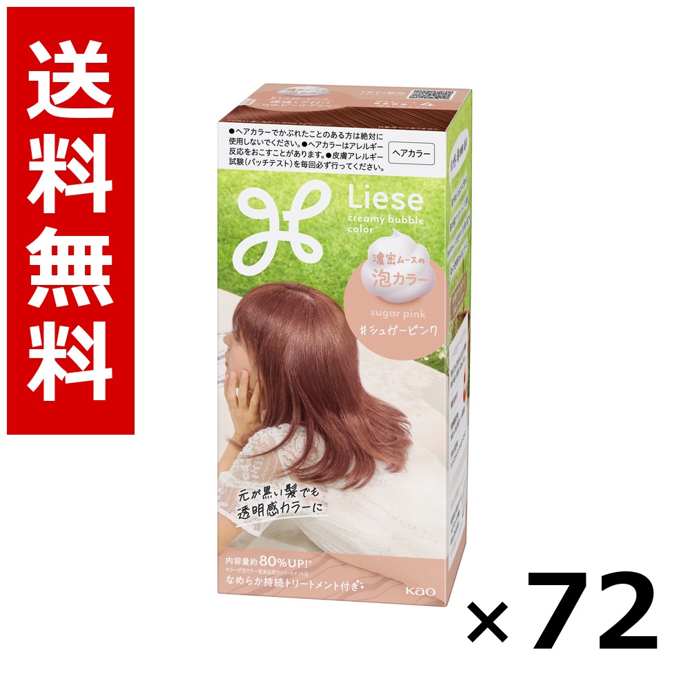 リーゼ 泡色つや 白砂糖さくら色 115ml × 72個／3容れもの 貨物輸送無料 名取り草 リーゼプリティア  髪の毛色つや 黒髪用 色つや輪っか 髪の毛世話をする まとめ買い 御勤め用 容れもの売りわたす 箱買いとり 店卸し資産 日装置 疲労困憊品 大静電容量