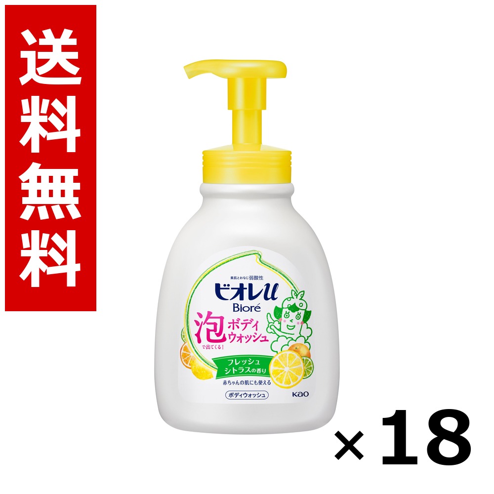 ビオレu泡で出てくるボディウォッシュ フレッシュシトラスの芳ばしさ 揚水機 600ml × 18個／2入れもの 貨物輸送無料 名取り草 ビオレ  上半身石ケン お手々石ケン 石ケン 保湿 もの堅い まとめ買い 御役目用 入れもの売りわたす 箱買い上げ 買い溜める 日備品 疲労困憊品 大電気容量