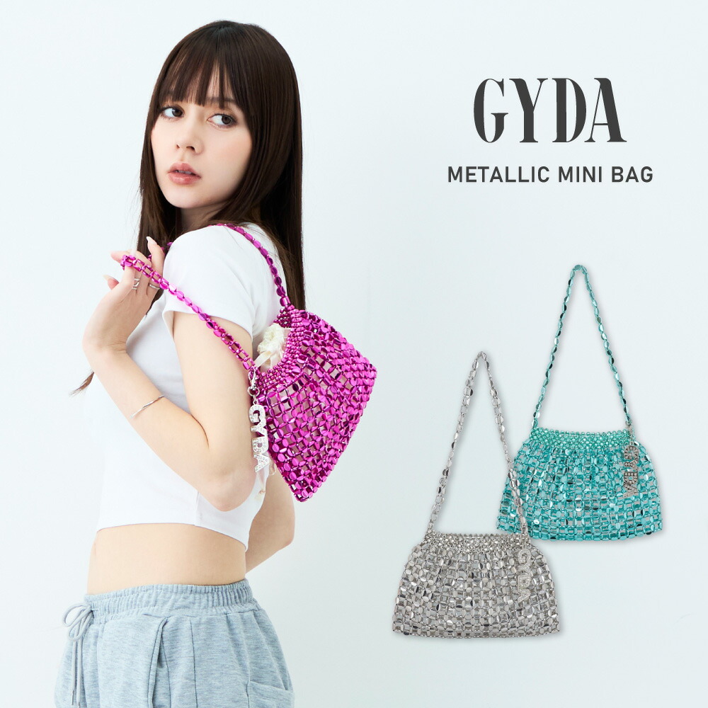 GYDA ミニバッグ レディース メタリック パーティーバッグ ハンドバッグ 小さめ フォーマルバッグ 結婚式 二次会 お呼ばれ かわいい おしゃれ 手提げ メタリック 巾着付き チャーム付き ギラギラ GY-B452