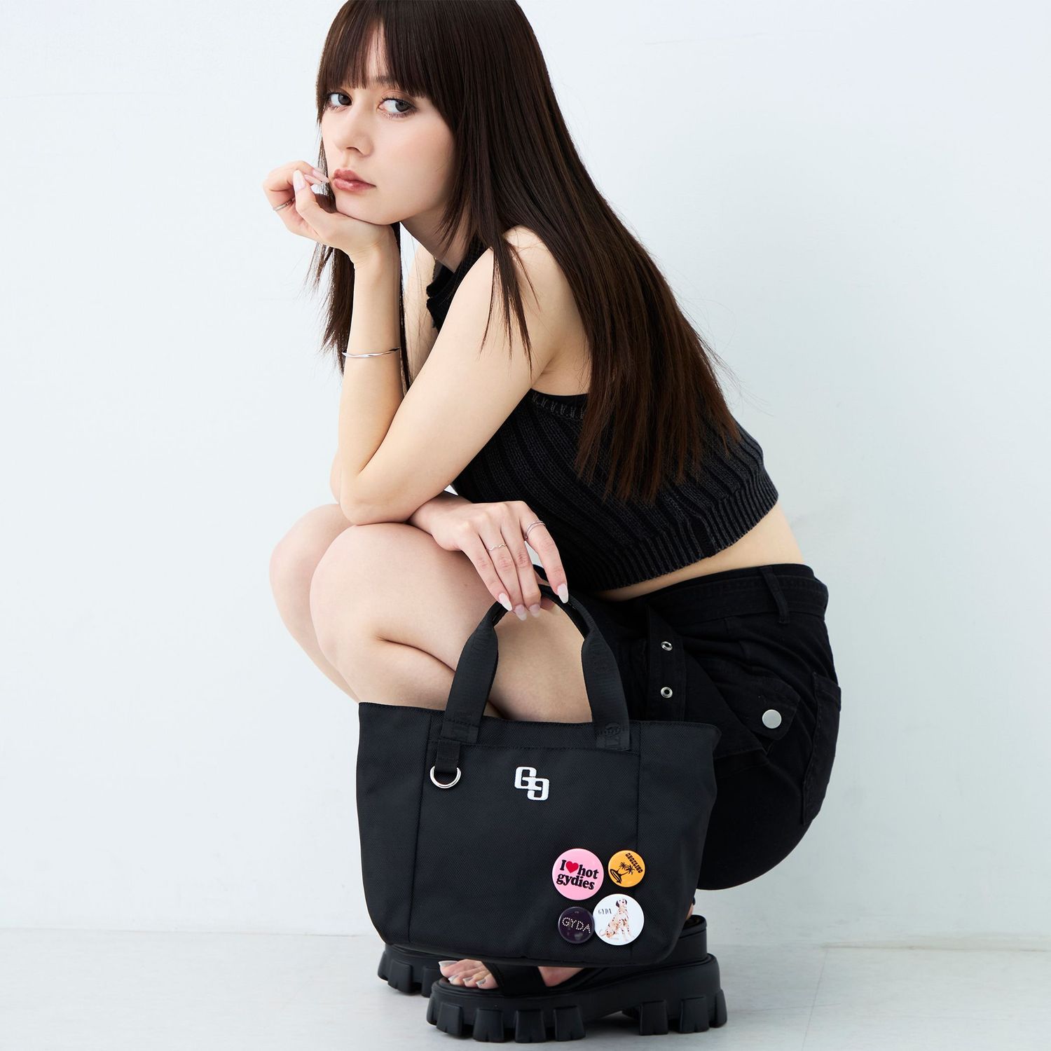 【マラソン ポイント10倍】 GYDA 2WAYミニトートバッグ レディース ブランド ショルダーバッグ 缶バッジ付き GY-B442 カジュアル