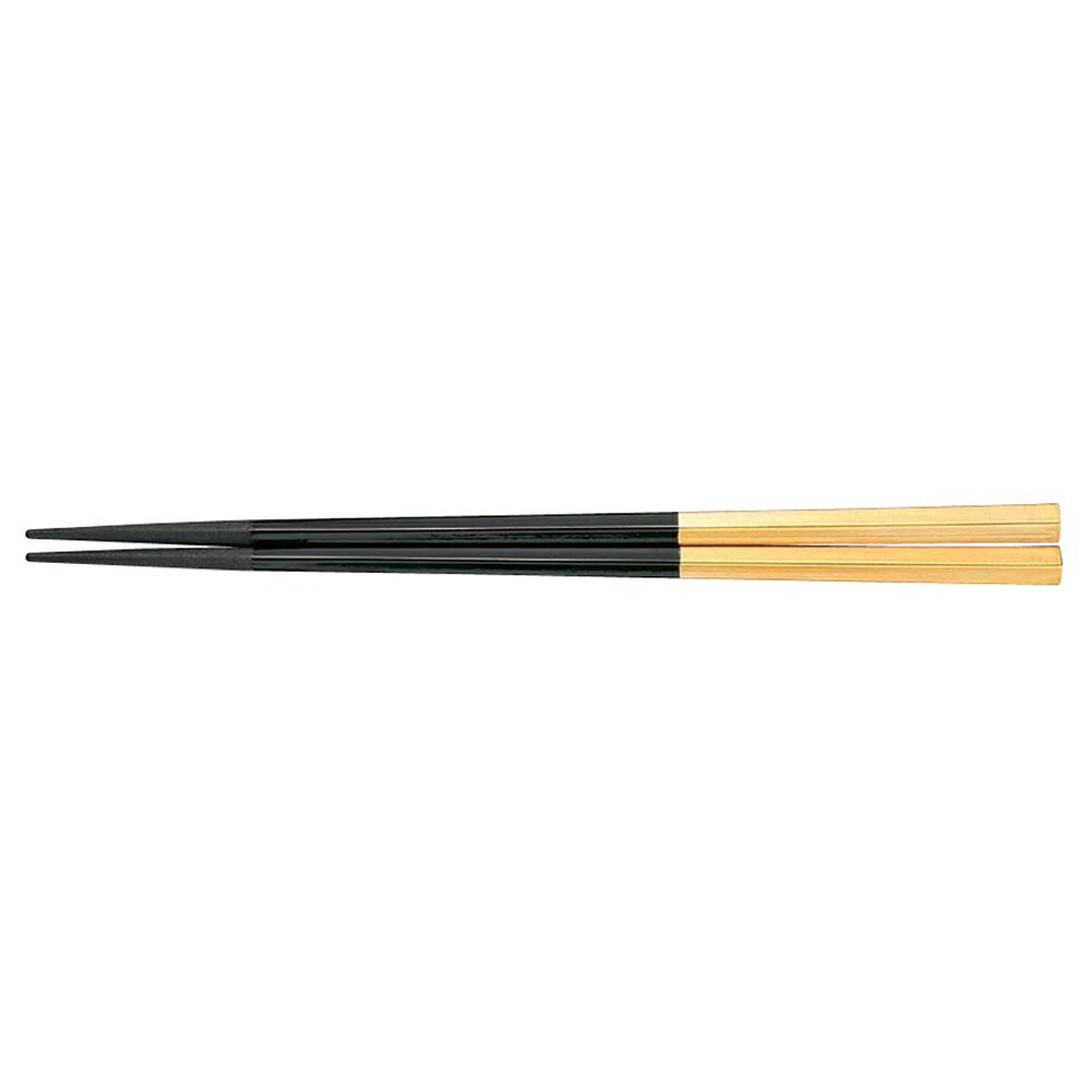 PBT　五角箸　黒/金　22.5cm　10膳入　90030609　RHS-F8[関連：福井クラフト やすらぎ 業務用 カトラリー 箸 食器洗浄機対応 消毒保管庫 電子レンジ対応]｜corpoforte