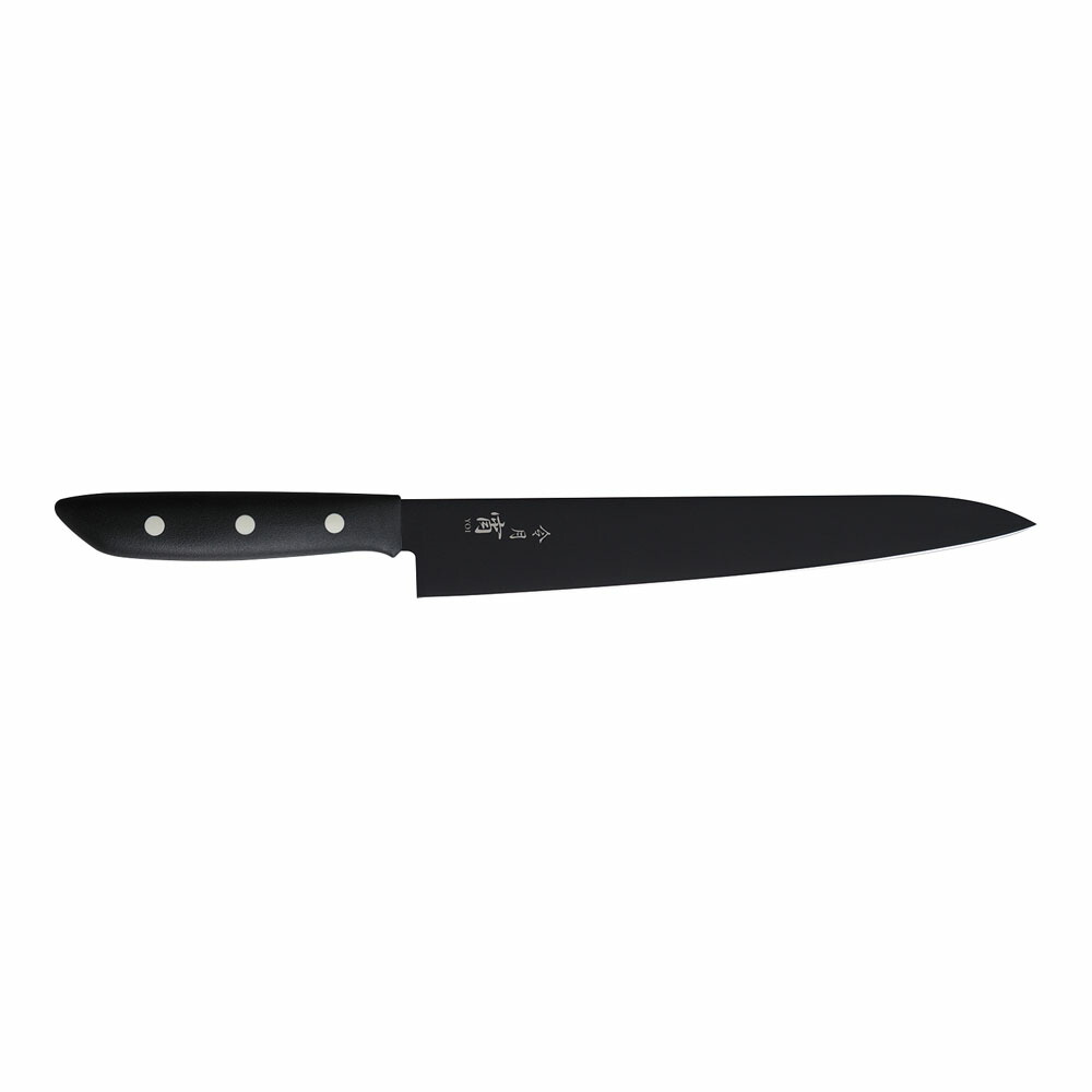 令月　宵　筋引　両刃　CR-022　24cm　ALI-69 [関連：富士カトラリー 日本製 洋包丁 包丁 オールブラック 食器洗浄機対応 精肉 スライサー 庖丁]